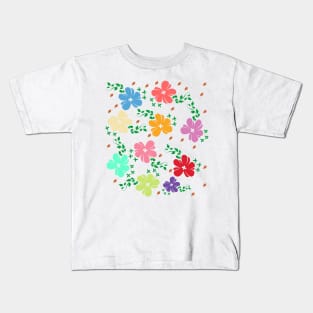 Floral Line Art Pattern Drawing Kids T-Shirt